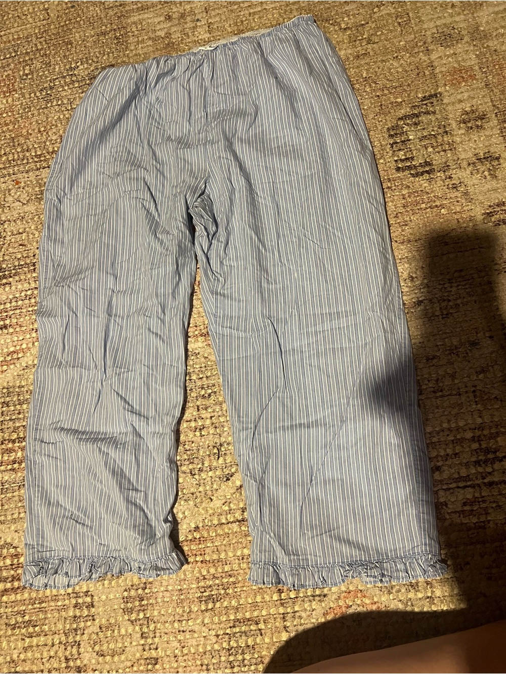 Vintage 2002 Victoria's Secret Blue Striped Capri Pajama Pants M Cotton